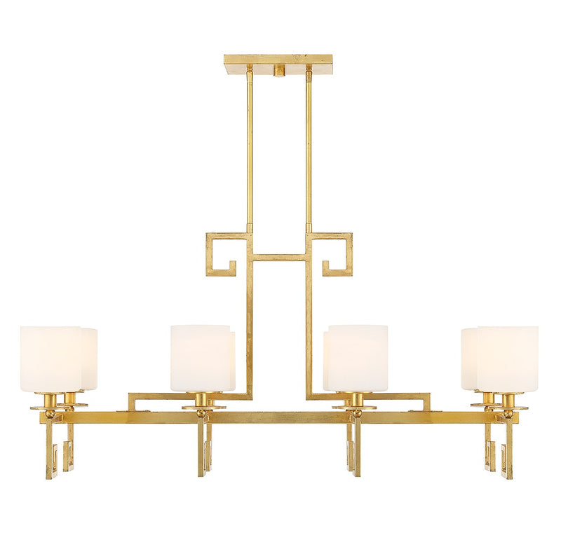 Eight Light Linear Chandelier<br /><span style="color:#4AB0CE;">Entrega: 4-10 dias en USA</span><br /><span style="color:#4AB0CE;font-size:60%;">PREGUNTE POR ENTREGA EN PANAMA</span><br />Collection: Quatrain<br />Finish: True Gold