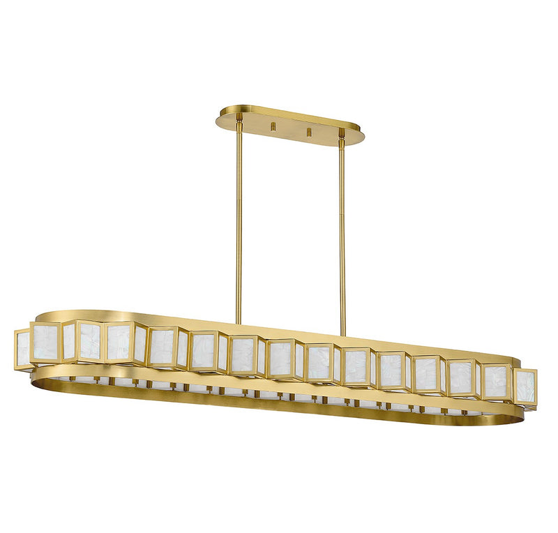 Eight Light Linear Chandelier<br /><span style="color:#4AB0CE;">Entrega: 4-10 dias en USA</span><br /><span style="color:#4AB0CE;font-size:60%;">PREGUNTE POR ENTREGA EN PANAMA</span><br />Collection: Gideon<br />Finish: Warm Brass