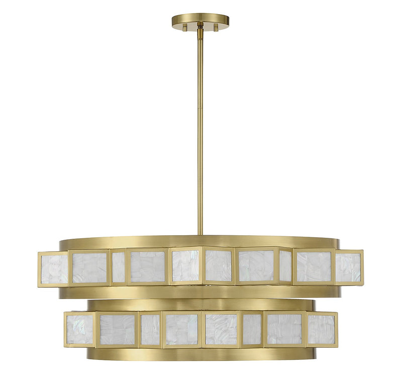 Six Light Chandelier<br /><span style="color:#4AB0CE;">Entrega: 4-10 dias en USA</span><br /><span style="color:#4AB0CE;font-size:60%;">PREGUNTE POR ENTREGA EN PANAMA</span><br />Collection: Gideon<br />Finish: Warm Brass