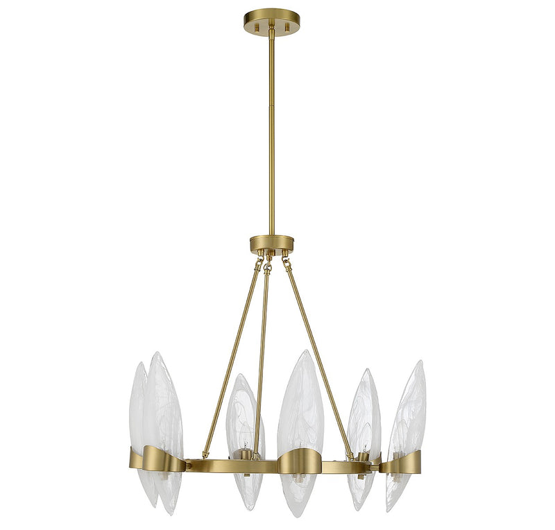 Six Light Chandelier<br /><span style="color:#4AB0CE;">Entrega: 4-10 dias en USA</span><br /><span style="color:#4AB0CE;font-size:60%;">PREGUNTE POR ENTREGA EN PANAMA</span><br />Collection: Nouvel<br />Finish: Warm Brass