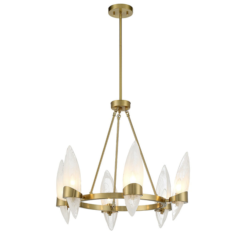 Six Light Chandelier<br /><span style="color:#4AB0CE;">Entrega: 4-10 dias en USA</span><br /><span style="color:#4AB0CE;font-size:60%;">PREGUNTE POR ENTREGA EN PANAMA</span><br />Collection: Nouvel<br />Finish: Warm Brass