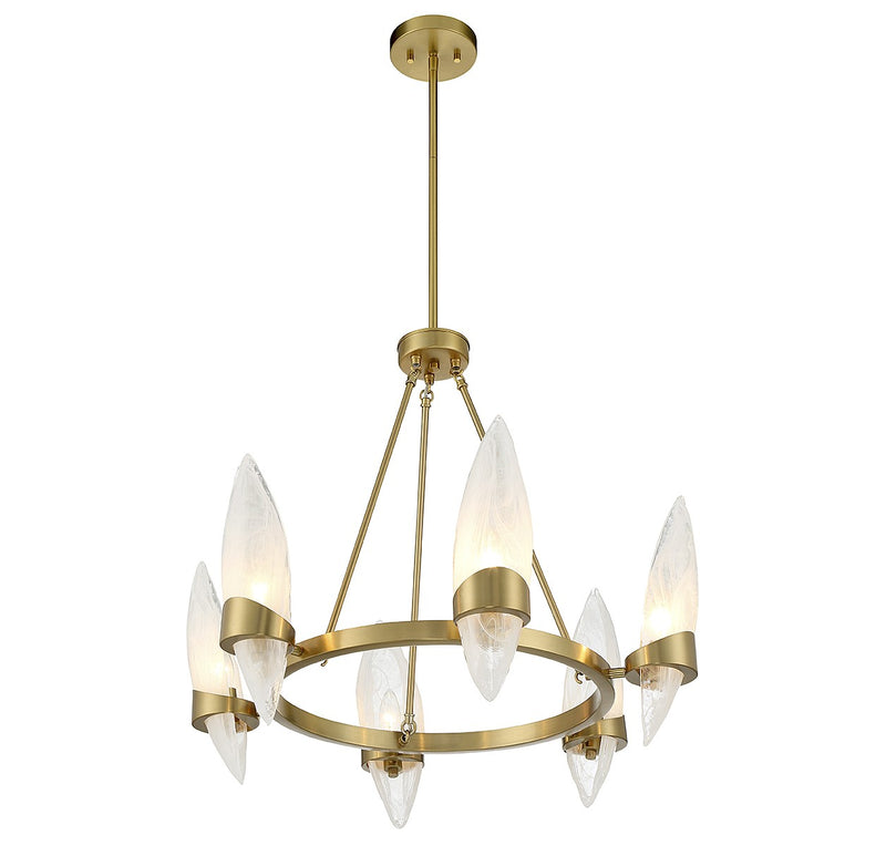 Six Light Chandelier<br /><span style="color:#4AB0CE;">Entrega: 7-8 semanas en USA</span><br /><span style="color:#4AB0CE;font-size:60%;">PREGUNTE POR ENTREGA EN PANAMA</span><br />Collection: Nouvel<br />Finish: Warm Brass