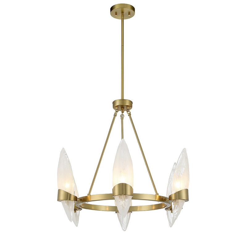 Six Light Chandelier<br /><span style="color:#4AB0CE;">Entrega: 7-8 semanas en USA</span><br /><span style="color:#4AB0CE;font-size:60%;">PREGUNTE POR ENTREGA EN PANAMA</span><br />Collection: Nouvel<br />Finish: Warm Brass