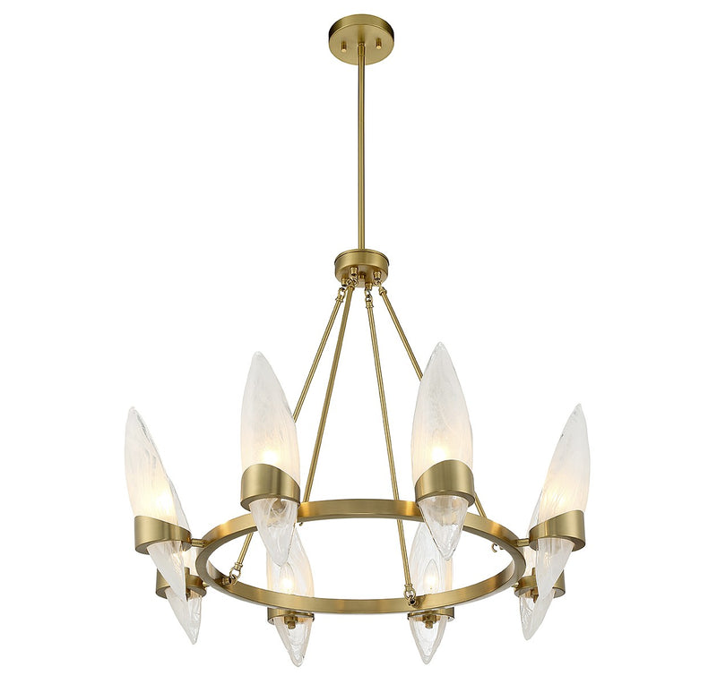 Eight Light Chandelier<br /><span style="color:#4AB0CE;">Entrega: 4-10 dias en USA</span><br /><span style="color:#4AB0CE;font-size:60%;">PREGUNTE POR ENTREGA EN PANAMA</span><br />Collection: Nouvel<br />Finish: Warm Brass