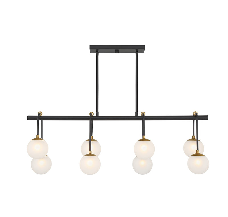 Eight Light Linear Chandelier<br /><span style="color:#4AB0CE;">Entrega: 4-10 dias en USA</span><br /><span style="color:#4AB0CE;font-size:60%;">PREGUNTE POR ENTREGA EN PANAMA</span><br />Collection: Couplet<br />Finish: Matte Black with Warm Brass