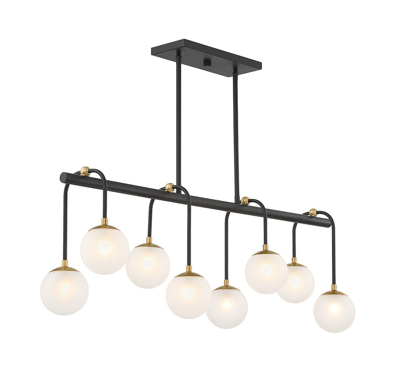 Eight Light Linear Chandelier<br /><span style="color:#4AB0CE;">Entrega: 4-10 dias en USA</span><br /><span style="color:#4AB0CE;font-size:60%;">PREGUNTE POR ENTREGA EN PANAMA</span><br />Collection: Couplet<br />Finish: Matte Black with Warm Brass