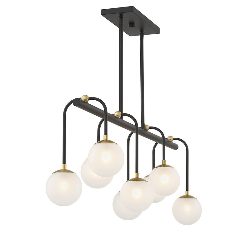 Eight Light Linear Chandelier<br /><span style="color:#4AB0CE;">Entrega: 4-10 dias en USA</span><br /><span style="color:#4AB0CE;font-size:60%;">PREGUNTE POR ENTREGA EN PANAMA</span><br />Collection: Couplet<br />Finish: Matte Black with Warm Brass