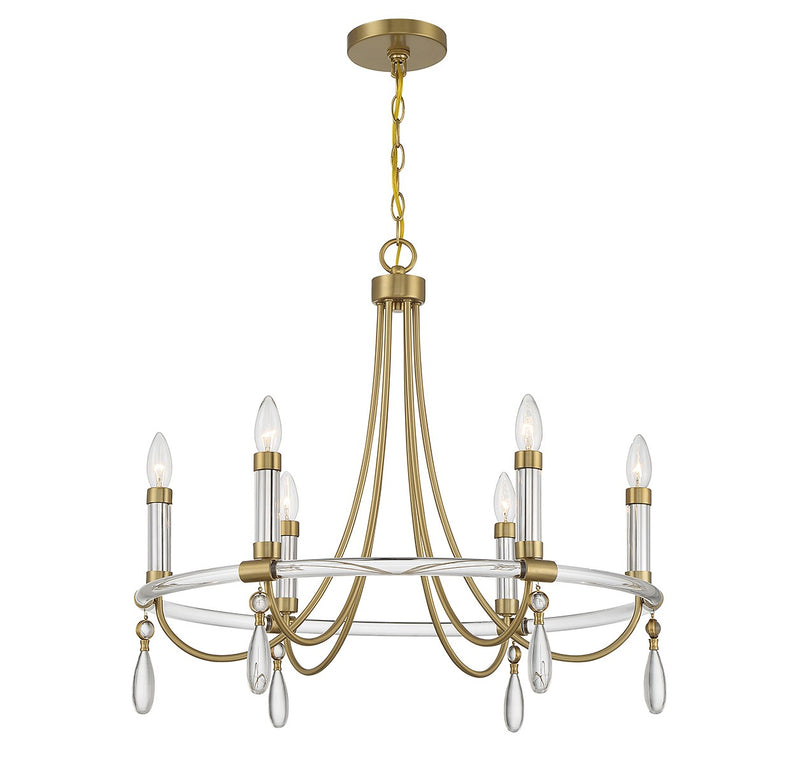 Six Light Chandelier<br /><span style="color:#4AB0CE;">Entrega: 4-10 dias en USA</span><br /><span style="color:#4AB0CE;font-size:60%;">PREGUNTE POR ENTREGA EN PANAMA</span><br />Collection: Mayfair<br />Finish: Warm Brass and Chrome