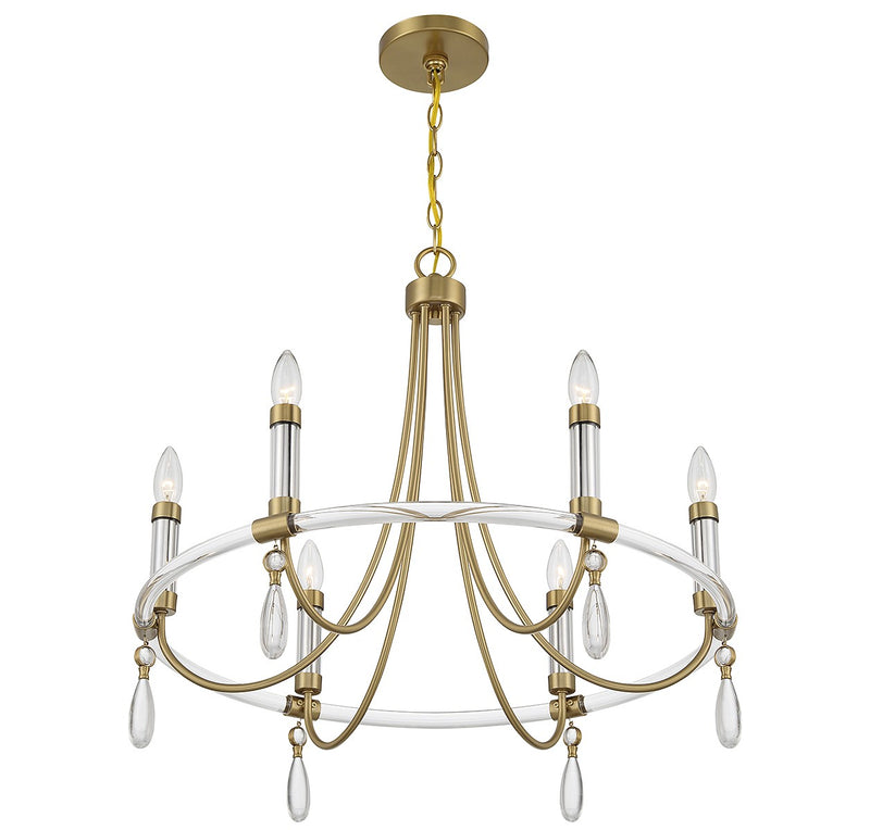 Six Light Chandelier<br /><span style="color:#4AB0CE;">Entrega: 4-10 dias en USA</span><br /><span style="color:#4AB0CE;font-size:60%;">PREGUNTE POR ENTREGA EN PANAMA</span><br />Collection: Mayfair<br />Finish: Warm Brass and Chrome