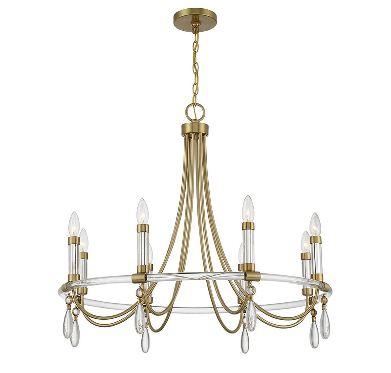 Eight Light Chandelier<br /><span style="color:#4AB0CE;">Entrega: 4-10 dias en USA</span><br /><span style="color:#4AB0CE;font-size:60%;">PREGUNTE POR ENTREGA EN PANAMA</span><br />Collection: Mayfair<br />Finish: Warm Brass and Chrome