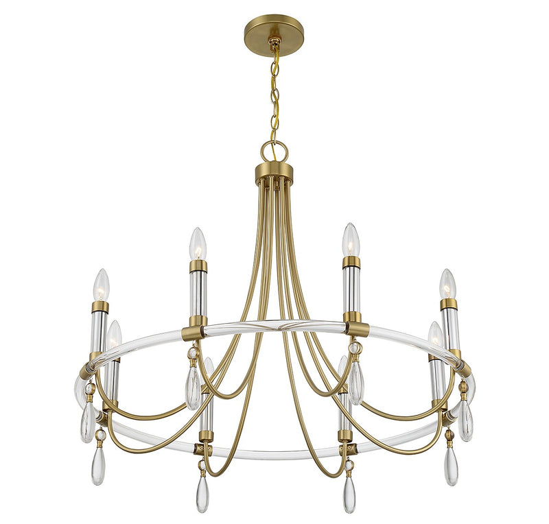 Eight Light Chandelier<br /><span style="color:#4AB0CE;">Entrega: 4-10 dias en USA</span><br /><span style="color:#4AB0CE;font-size:60%;">PREGUNTE POR ENTREGA EN PANAMA</span><br />Collection: Mayfair<br />Finish: Warm Brass and Chrome