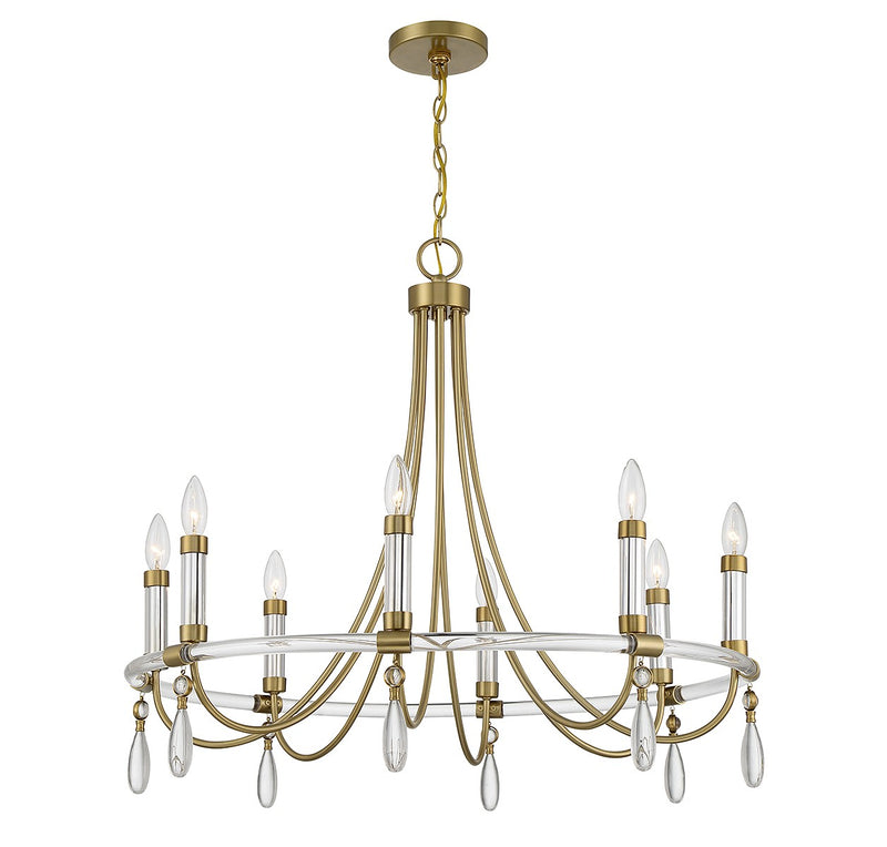 Savoy House - 1-7718-8-195 - Eight Light Chandelier - Mayfair - Warm Brass and Chrome