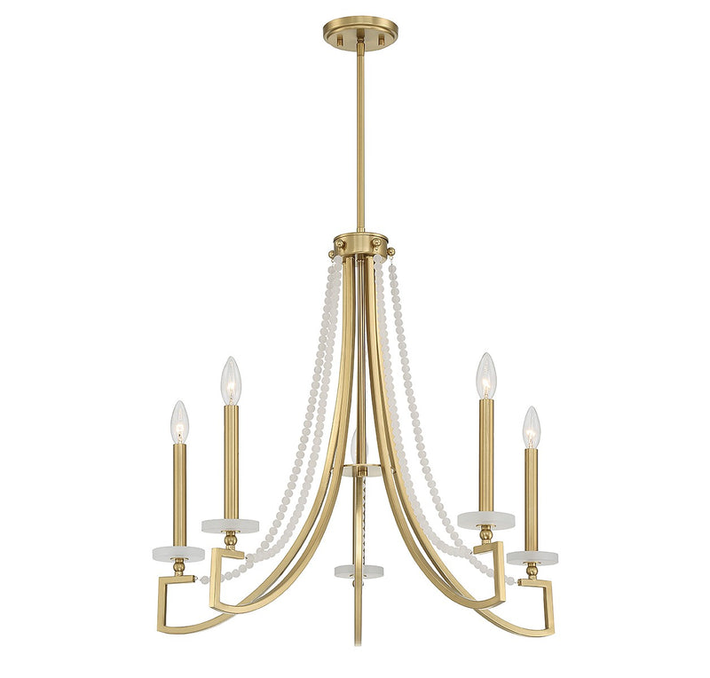 Five Light Chandelier<br /><span style="color:#4AB0CE;">Entrega: 4-10 dias en USA</span><br /><span style="color:#4AB0CE;font-size:60%;">PREGUNTE POR ENTREGA EN PANAMA</span><br />Collection: Helen<br />Finish: Warm Brass