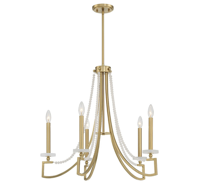 Five Light Chandelier<br /><span style="color:#4AB0CE;">Entrega: 4-10 dias en USA</span><br /><span style="color:#4AB0CE;font-size:60%;">PREGUNTE POR ENTREGA EN PANAMA</span><br />Collection: Helen<br />Finish: Warm Brass