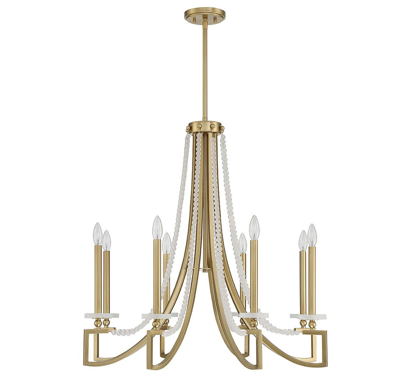 Eight Light Chandelier<br /><span style="color:#4AB0CE;">Entrega: 4-5 semanas en USA</span><br /><span style="color:#4AB0CE;font-size:60%;">PREGUNTE POR ENTREGA EN PANAMA</span><br />Collection: Helen<br />Finish: Warm Brass