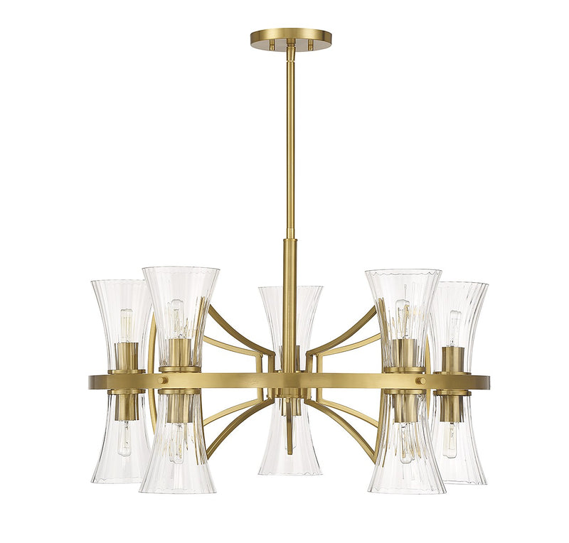 Ten Light Chandelier<br /><span style="color:#4AB0CE;">Entrega: 4-10 dias en USA</span><br /><span style="color:#4AB0CE;font-size:60%;">PREGUNTE POR ENTREGA EN PANAMA</span><br />Collection: Bennington<br />Finish: Warm Brass