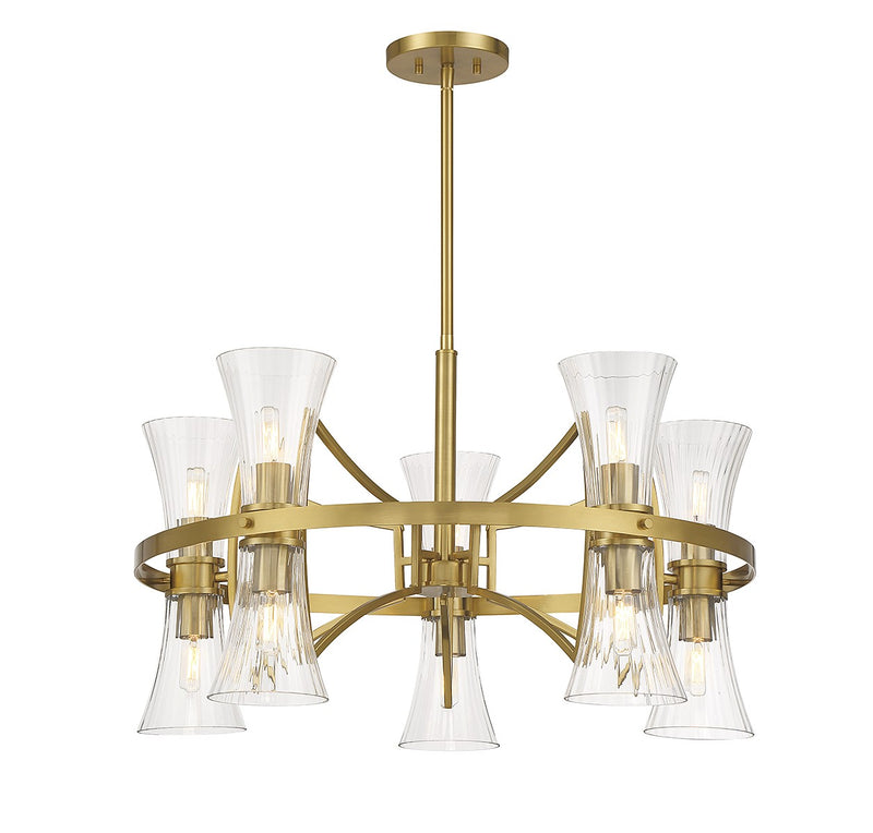 Ten Light Chandelier<br /><span style="color:#4AB0CE;">Entrega: 4-10 dias en USA</span><br /><span style="color:#4AB0CE;font-size:60%;">PREGUNTE POR ENTREGA EN PANAMA</span><br />Collection: Bennington<br />Finish: Warm Brass