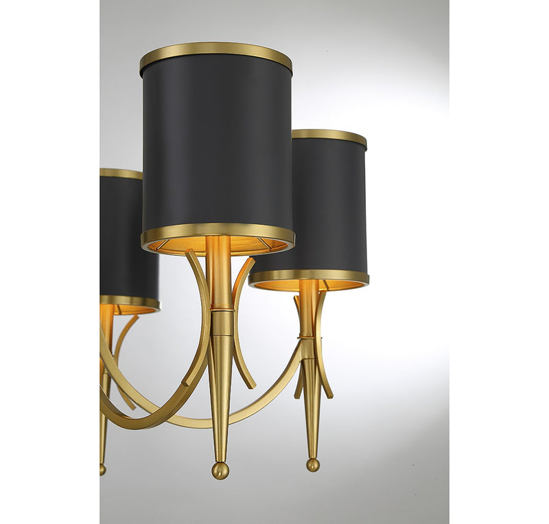 Savoy House - 1-9945-5-143 - Five Light Chandelier - Quincy - Matte Black with Warm Brass