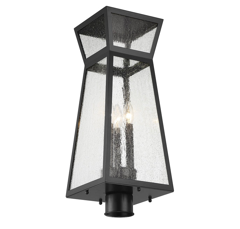 Three Light Outdoor Post Lantern<br /><span style="color:#4AB0CE;">Entrega: 4-10 dias en USA</span><br /><span style="color:#4AB0CE;font-size:60%;">PREGUNTE POR ENTREGA EN PANAMA</span><br />Collection: Millford<br />Finish: Matte Black