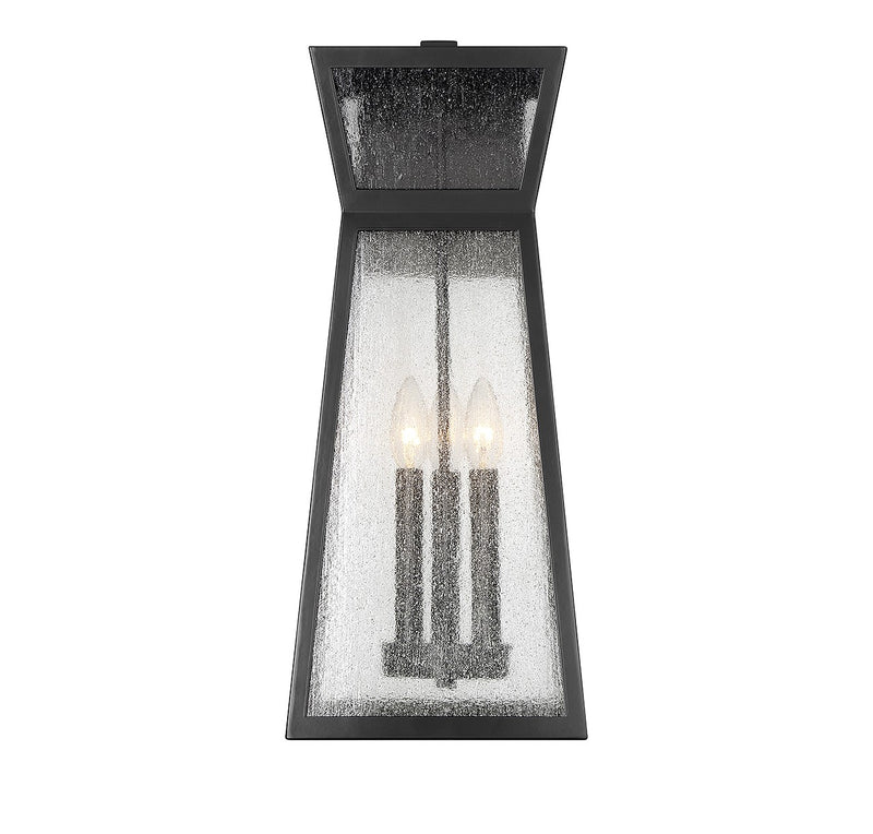 Three Light Outdoor Wall Lantern<br /><span style="color:#4AB0CE;">Entrega: 4-10 dias en USA</span><br /><span style="color:#4AB0CE;font-size:60%;">PREGUNTE POR ENTREGA EN PANAMA</span><br />Collection: Millford<br />Finish: Matte Black