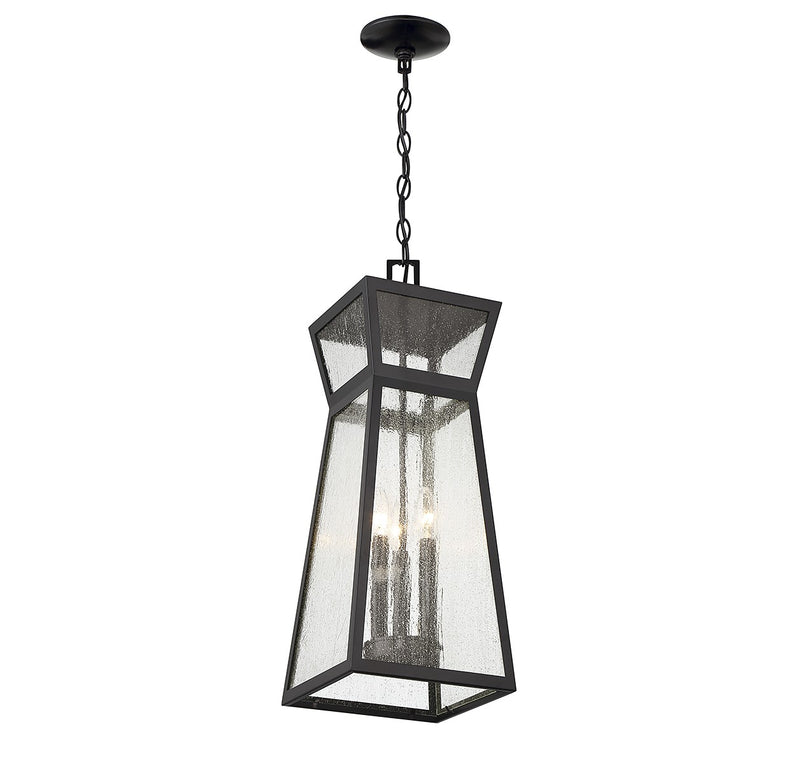 Three Light Outdoor Hanging Lantern<br /><span style="color:#4AB0CE;">Entrega: 4-10 dias en USA</span><br /><span style="color:#4AB0CE;font-size:60%;">PREGUNTE POR ENTREGA EN PANAMA</span><br />Collection: Millford<br />Finish: Matte Black