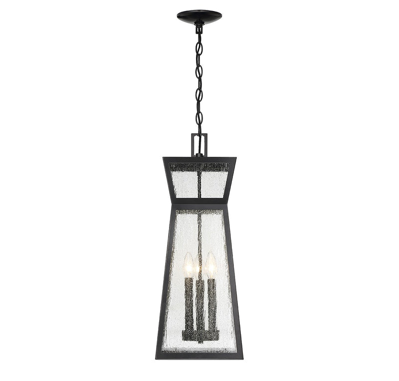 Three Light Outdoor Hanging Lantern<br /><span style="color:#4AB0CE;">Entrega: 4-10 dias en USA</span><br /><span style="color:#4AB0CE;font-size:60%;">PREGUNTE POR ENTREGA EN PANAMA</span><br />Collection: Millford<br />Finish: Matte Black