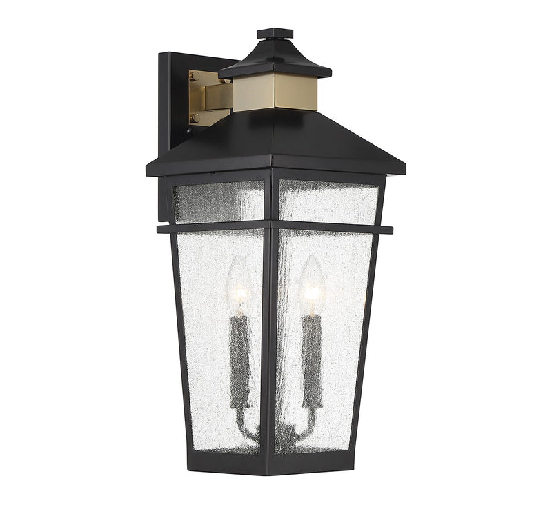 Two Light Outdoor Wall Lantern<br /><span style="color:#4AB0CE;">Entrega: 4-10 dias en USA</span><br /><span style="color:#4AB0CE;font-size:60%;">PREGUNTE POR ENTREGA EN PANAMA</span><br />Collection: Kingsley<br />Finish: Matte Black with Warm Brass