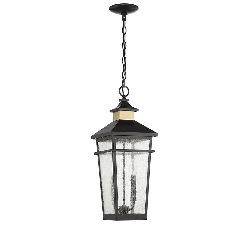 Two Light Outdoor Hanging Lantern<br /><span style="color:#4AB0CE;">Entrega: 4-10 dias en USA</span><br /><span style="color:#4AB0CE;font-size:60%;">PREGUNTE POR ENTREGA EN PANAMA</span><br />Collection: Kingsley<br />Finish: Matte Black with Warm Brass