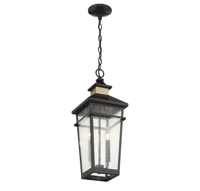 Two Light Outdoor Hanging Lantern<br /><span style="color:#4AB0CE;">Entrega: 4-10 dias en USA</span><br /><span style="color:#4AB0CE;font-size:60%;">PREGUNTE POR ENTREGA EN PANAMA</span><br />Collection: Kingsley<br />Finish: Matte Black with Warm Brass