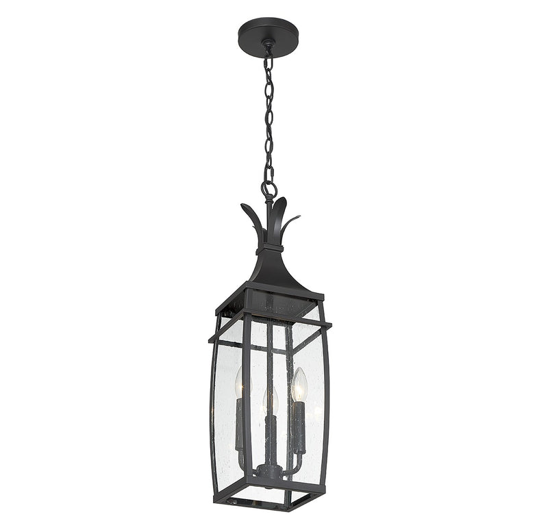 Three Light Outdoor Hanging Lantern<br /><span style="color:#4AB0CE;">Entrega: 4-10 dias en USA</span><br /><span style="color:#4AB0CE;font-size:60%;">PREGUNTE POR ENTREGA EN PANAMA</span><br />Collection: Montpelier<br />Finish: Matte Black