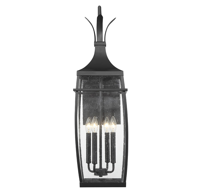 Four Light Outdoor Wall Lantern<br /><span style="color:#4AB0CE;">Entrega: 4-10 dias en USA</span><br /><span style="color:#4AB0CE;font-size:60%;">PREGUNTE POR ENTREGA EN PANAMA</span><br />Collection: Montpelier<br />Finish: Matte Black