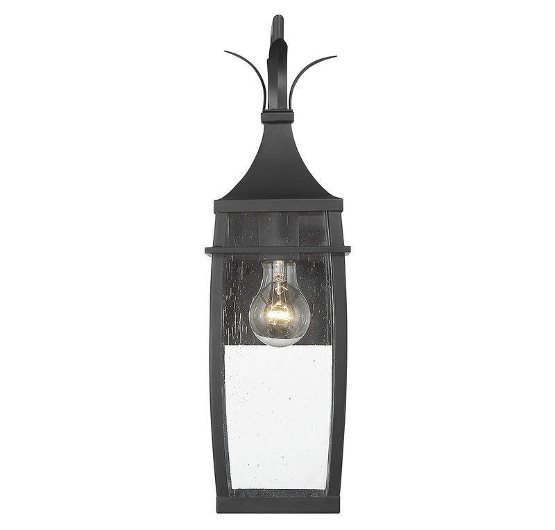 One Light Outdoor Wall Lantern<br /><span style="color:#4AB0CE;">Entrega: 2-3 semanas en USA</span><br /><span style="color:#4AB0CE;font-size:60%;">PREGUNTE POR ENTREGA EN PANAMA</span><br />Collection: Montpelier<br />Finish: Matte Black