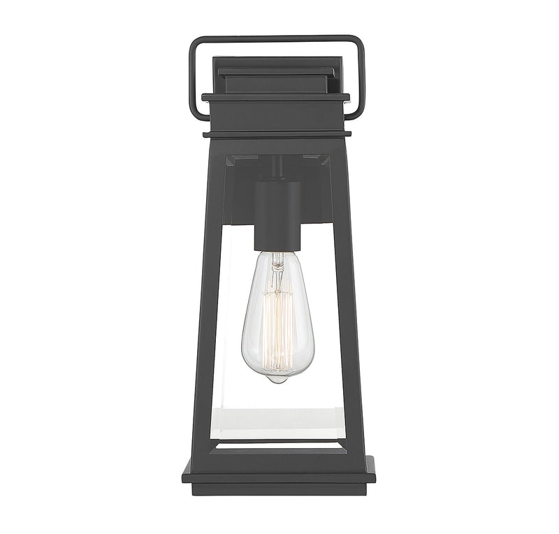 One Light Outdoor Wall Lantern<br /><span style="color:#4AB0CE;">Entrega: 4-10 dias en USA</span><br /><span style="color:#4AB0CE;font-size:60%;">PREGUNTE POR ENTREGA EN PANAMA</span><br />Collection: Boone<br />Finish: Matte Black