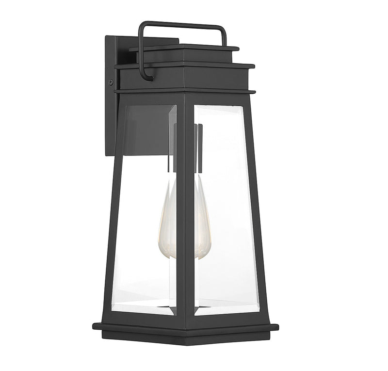 One Light Outdoor Wall Lantern<br /><span style="color:#4AB0CE;">Entrega: 4-10 dias en USA</span><br /><span style="color:#4AB0CE;font-size:60%;">PREGUNTE POR ENTREGA EN PANAMA</span><br />Collection: Boone<br />Finish: Matte Black