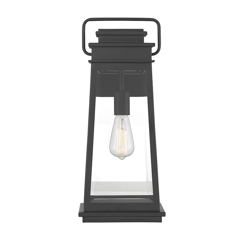 One Light Outdoor Wall Lantern<br /><span style="color:#4AB0CE;">Entrega: 4-10 dias en USA</span><br /><span style="color:#4AB0CE;font-size:60%;">PREGUNTE POR ENTREGA EN PANAMA</span><br />Collection: Boone<br />Finish: Matte Black