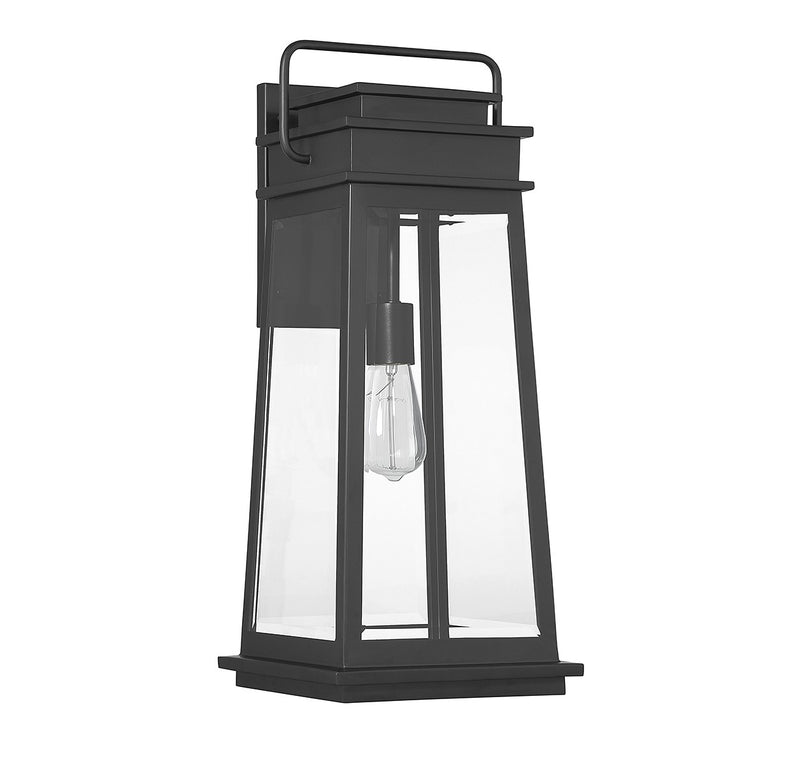 One Light Outdoor Wall Lantern<br /><span style="color:#4AB0CE;">Entrega: 2-3 semanas en USA</span><br /><span style="color:#4AB0CE;font-size:60%;">PREGUNTE POR ENTREGA EN PANAMA</span><br />Collection: Boone<br />Finish: Matte Black