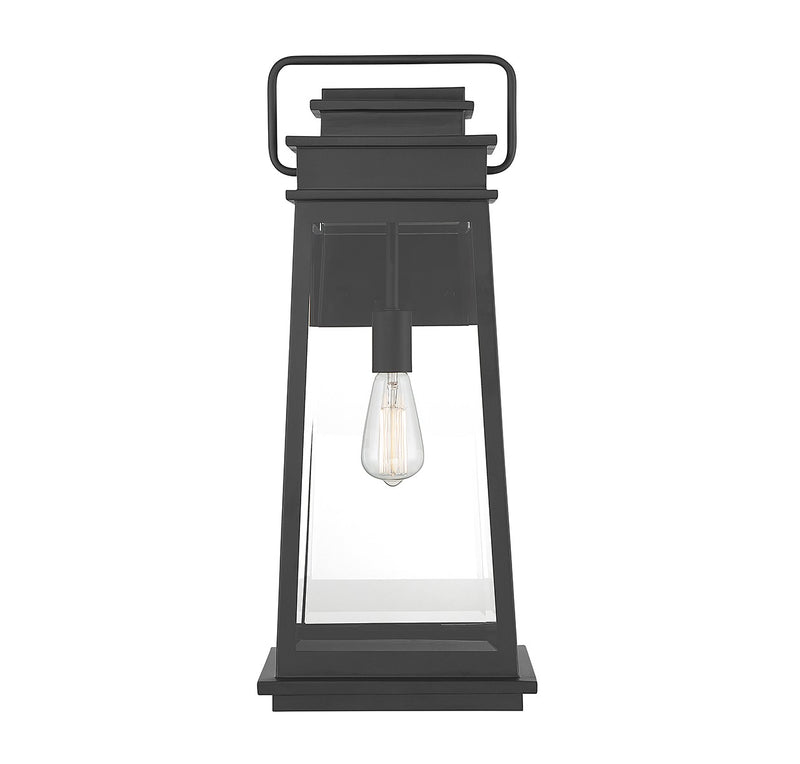 One Light Outdoor Wall Lantern<br /><span style="color:#4AB0CE;">Entrega: 2-3 semanas en USA</span><br /><span style="color:#4AB0CE;font-size:60%;">PREGUNTE POR ENTREGA EN PANAMA</span><br />Collection: Boone<br />Finish: Matte Black