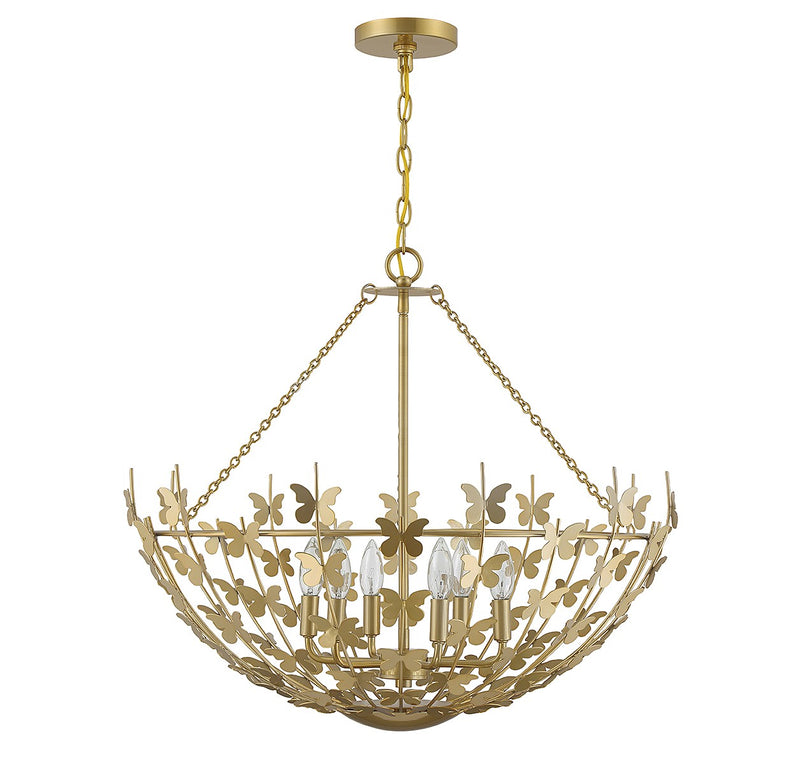 Six Light Pendant<br /><span style="color:#4AB0CE;">Entrega: 2-3 semanas en USA</span><br /><span style="color:#4AB0CE;font-size:60%;">PREGUNTE POR ENTREGA EN PANAMA</span><br />Collection: Birch<br />Finish: Burnished Brass