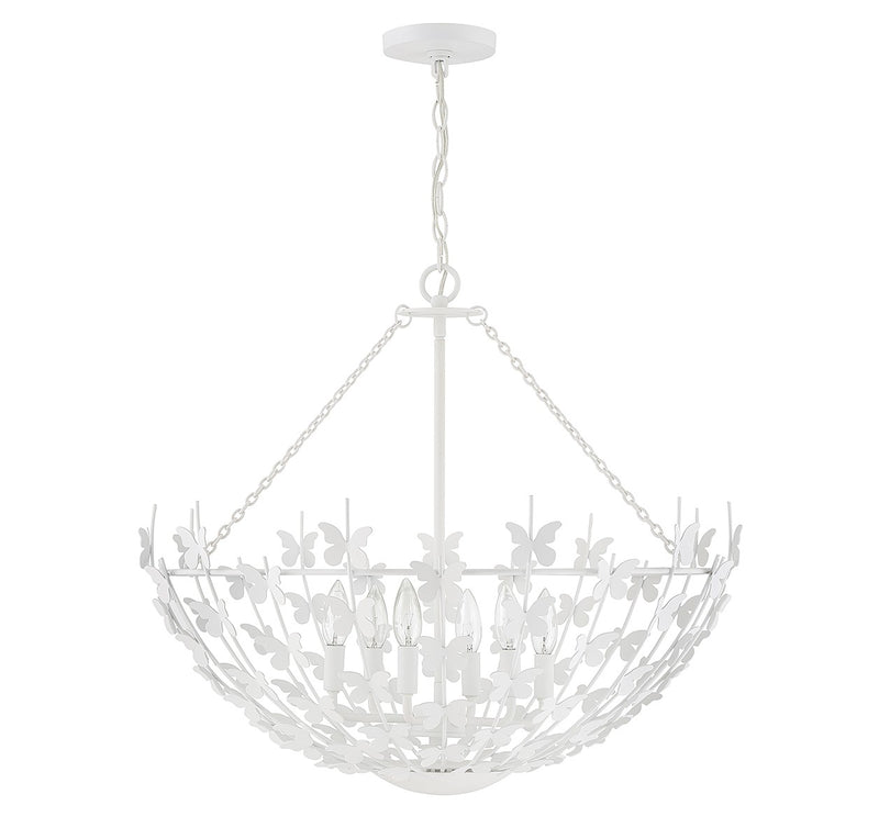 Six Light Pendant<br /><span style="color:#4AB0CE;">Entrega: 4-10 dias en USA</span><br /><span style="color:#4AB0CE;font-size:60%;">PREGUNTE POR ENTREGA EN PANAMA</span><br />Collection: Birch<br />Finish: Bisque White