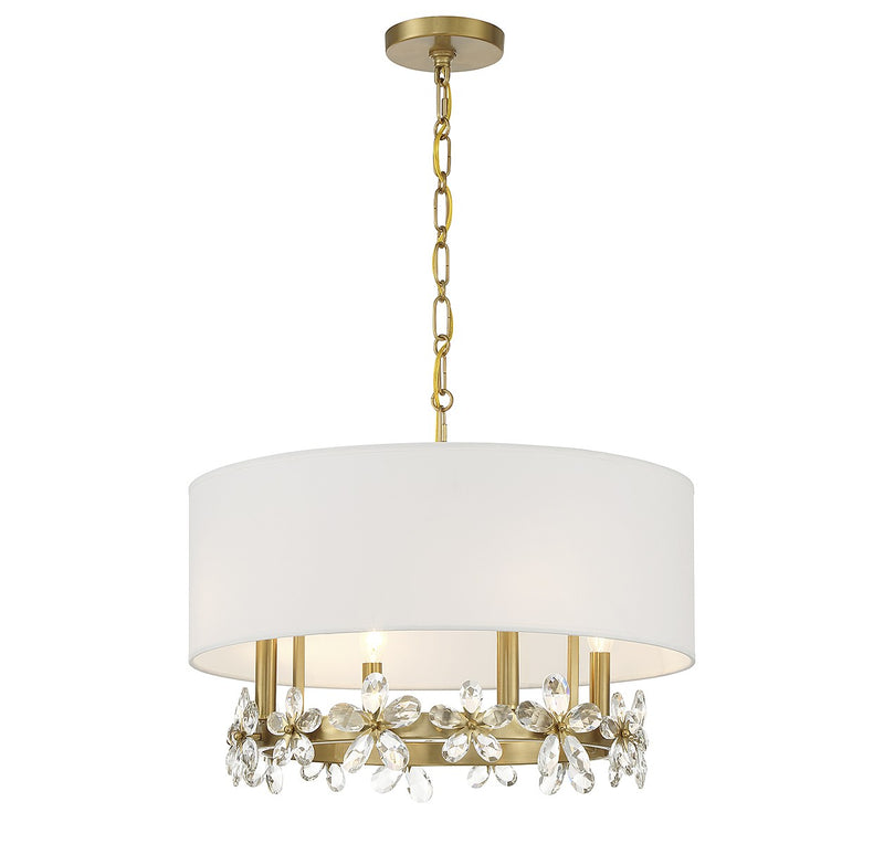 Four Light Pendant<br /><span style="color:#4AB0CE;">Entrega: 4-10 dias en USA</span><br /><span style="color:#4AB0CE;font-size:60%;">PREGUNTE POR ENTREGA EN PANAMA</span><br />Collection: Dahlia<br />Finish: Warm Brass