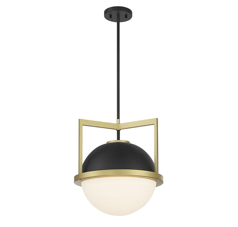 One Light Pendant<br /><span style="color:#4AB0CE;">Entrega: 4-10 dias en USA</span><br /><span style="color:#4AB0CE;font-size:60%;">PREGUNTE POR ENTREGA EN PANAMA</span><br />Collection: Carlysle<br />Finish: Matte Black with Warm Brass