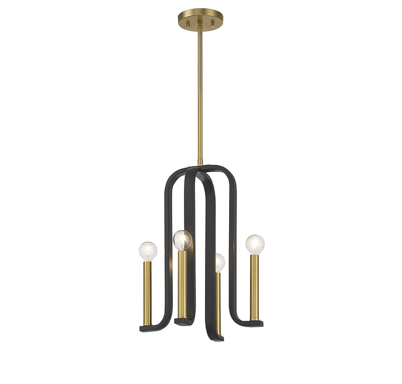 Four Light Pendant<br /><span style="color:#4AB0CE;">Entrega: 4-10 dias en USA</span><br /><span style="color:#4AB0CE;font-size:60%;">PREGUNTE POR ENTREGA EN PANAMA</span><br />Collection: Archway<br />Finish: Matte Black with Warm Brass