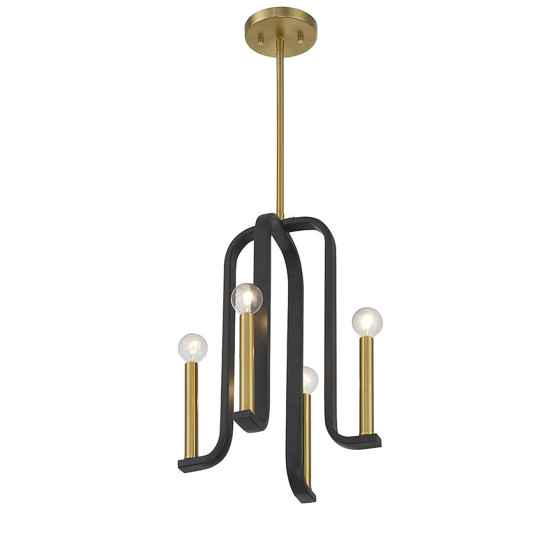 Four Light Pendant<br /><span style="color:#4AB0CE;">Entrega: 4-10 dias en USA</span><br /><span style="color:#4AB0CE;font-size:60%;">PREGUNTE POR ENTREGA EN PANAMA</span><br />Collection: Archway<br />Finish: Matte Black with Warm Brass