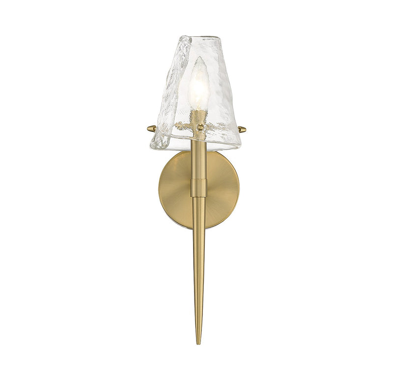 One Light Wall Sconce<br /><span style="color:#4AB0CE;">Entrega: 4-10 dias en USA</span><br /><span style="color:#4AB0CE;font-size:60%;">PREGUNTE POR ENTREGA EN PANAMA</span><br />Collection: Shellbourne<br />Finish: Warm Brass