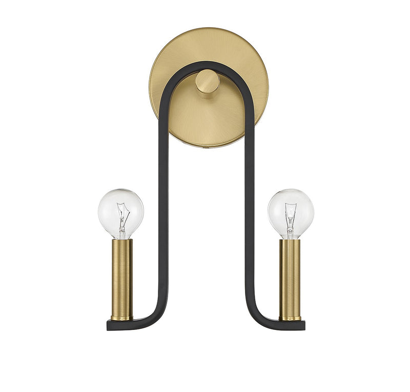 Two Light Wall Sconce<br /><span style="color:#4AB0CE;">Entrega: 4-10 dias en USA</span><br /><span style="color:#4AB0CE;font-size:60%;">PREGUNTE POR ENTREGA EN PANAMA</span><br />Collection: Archway<br />Finish: Matte Black with Warm Brass