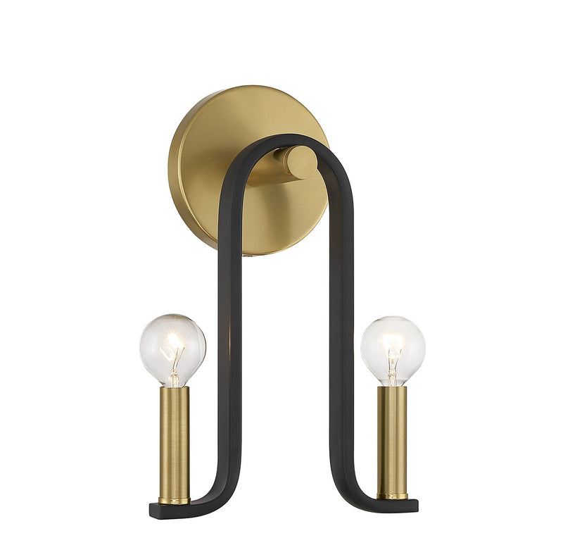 Two Light Wall Sconce<br /><span style="color:#4AB0CE;">Entrega: 4-10 dias en USA</span><br /><span style="color:#4AB0CE;font-size:60%;">PREGUNTE POR ENTREGA EN PANAMA</span><br />Collection: Archway<br />Finish: Matte Black with Warm Brass