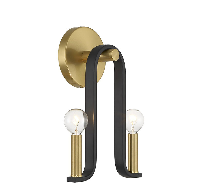 Two Light Wall Sconce<br /><span style="color:#4AB0CE;">Entrega: 4-10 dias en USA</span><br /><span style="color:#4AB0CE;font-size:60%;">PREGUNTE POR ENTREGA EN PANAMA</span><br />Collection: Archway<br />Finish: Matte Black with Warm Brass