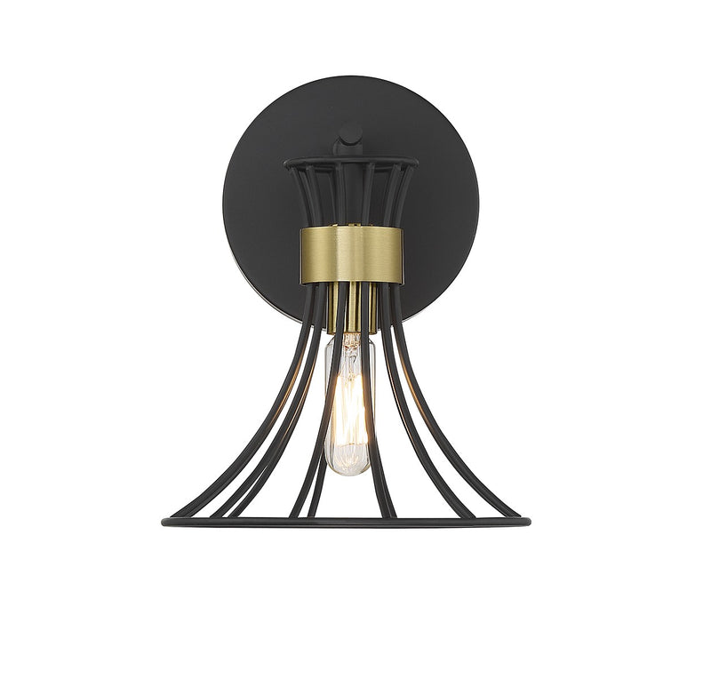 One Light Wall Sconce<br /><span style="color:#4AB0CE;">Entrega: 4-10 dias en USA</span><br /><span style="color:#4AB0CE;font-size:60%;">PREGUNTE POR ENTREGA EN PANAMA</span><br />Collection: Breur<br />Finish: Matte Black with Warm Brass