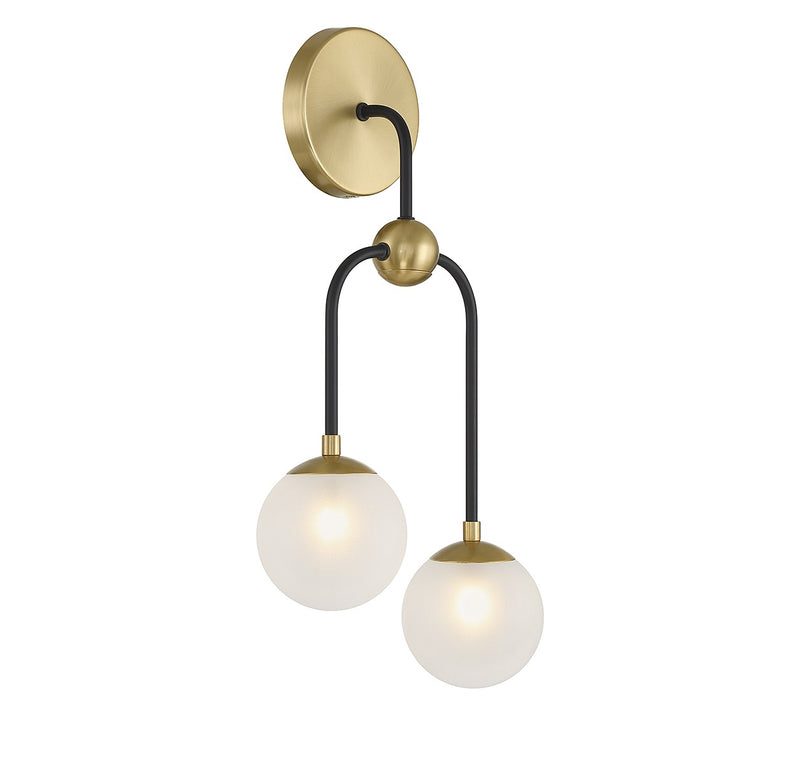 Two Light Wall Sconce<br /><span style="color:#4AB0CE;">Entrega: 4-10 dias en USA</span><br /><span style="color:#4AB0CE;font-size:60%;">PREGUNTE POR ENTREGA EN PANAMA</span><br />Collection: Couplet<br />Finish: Matte Black with Warm Brass