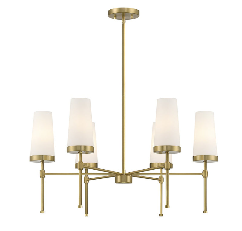 Six Light Chandelier<br /><span style="color:#4AB0CE;">Entrega: 4-10 dias en USA</span><br /><span style="color:#4AB0CE;font-size:60%;">PREGUNTE POR ENTREGA EN PANAMA</span><br />Collection: Haynes<br />Finish: Warm Brass